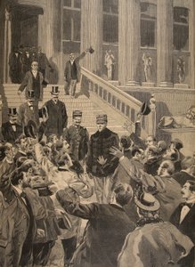 Oficerskie okrzyki triumfalne przy wyjściu z Zoli, ilustracja z „Le Petit Journal: Supplement illustre”, 20 lutego 1898